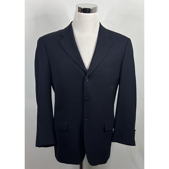 Joseph Abboud 40S Sport Coat 100% Wool All Black Three Button Fully Lined Formal - Picture 2 of 7